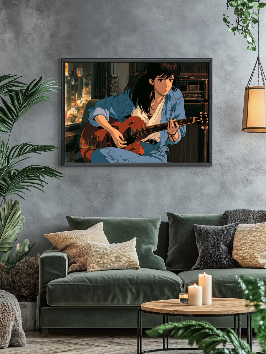 Anime Guitar Player Illustration Poster. — room view 4