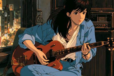 Anime Guitar Player Illustration Poster. poster