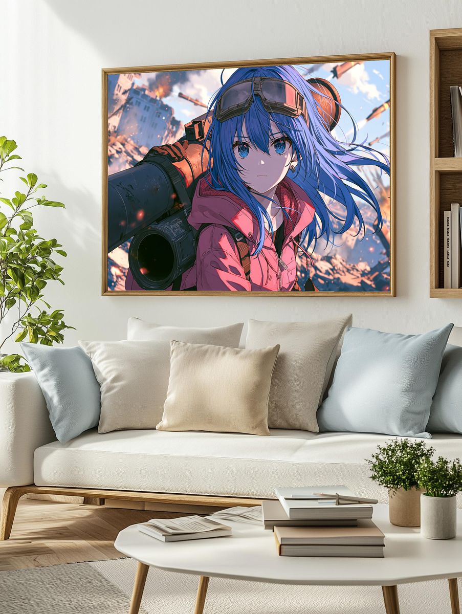 Blue-Haired Anime Pilot Poster. — room view 2