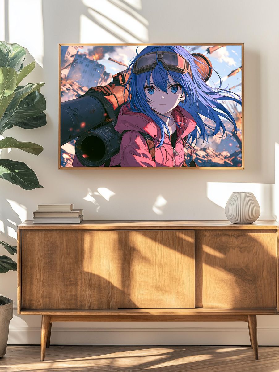 Blue-Haired Anime Pilot Poster. — room view 3