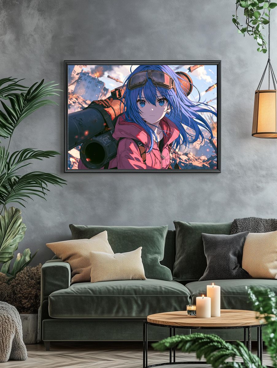 Blue-Haired Anime Pilot Poster. — room view 4