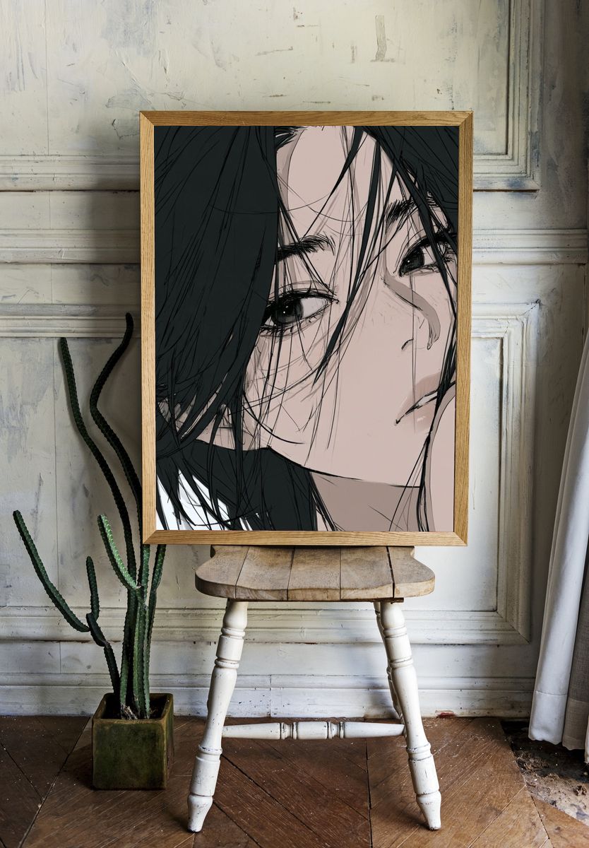 Intense Anime Portrait Poster. room preview