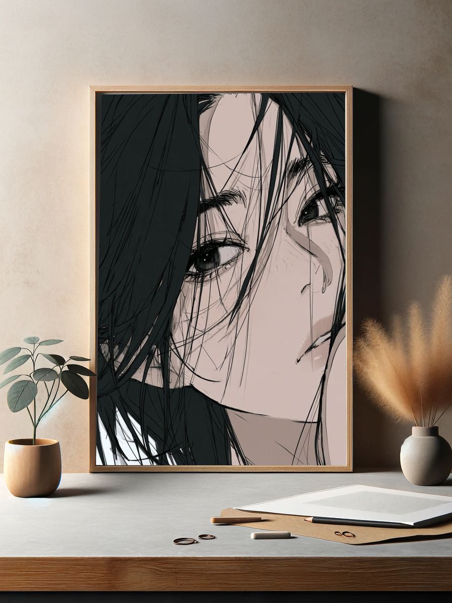Intense Anime Portrait Poster. — room view 2