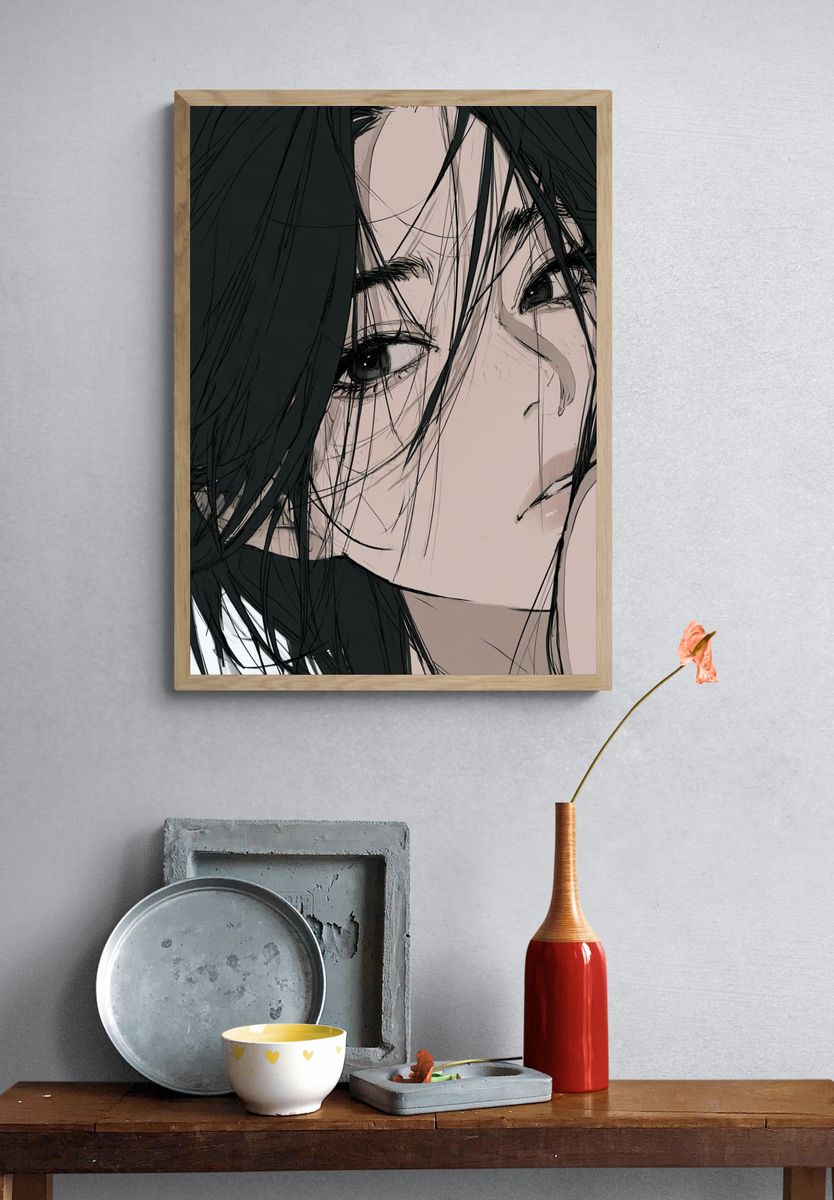Intense Anime Portrait Poster. — room view 3