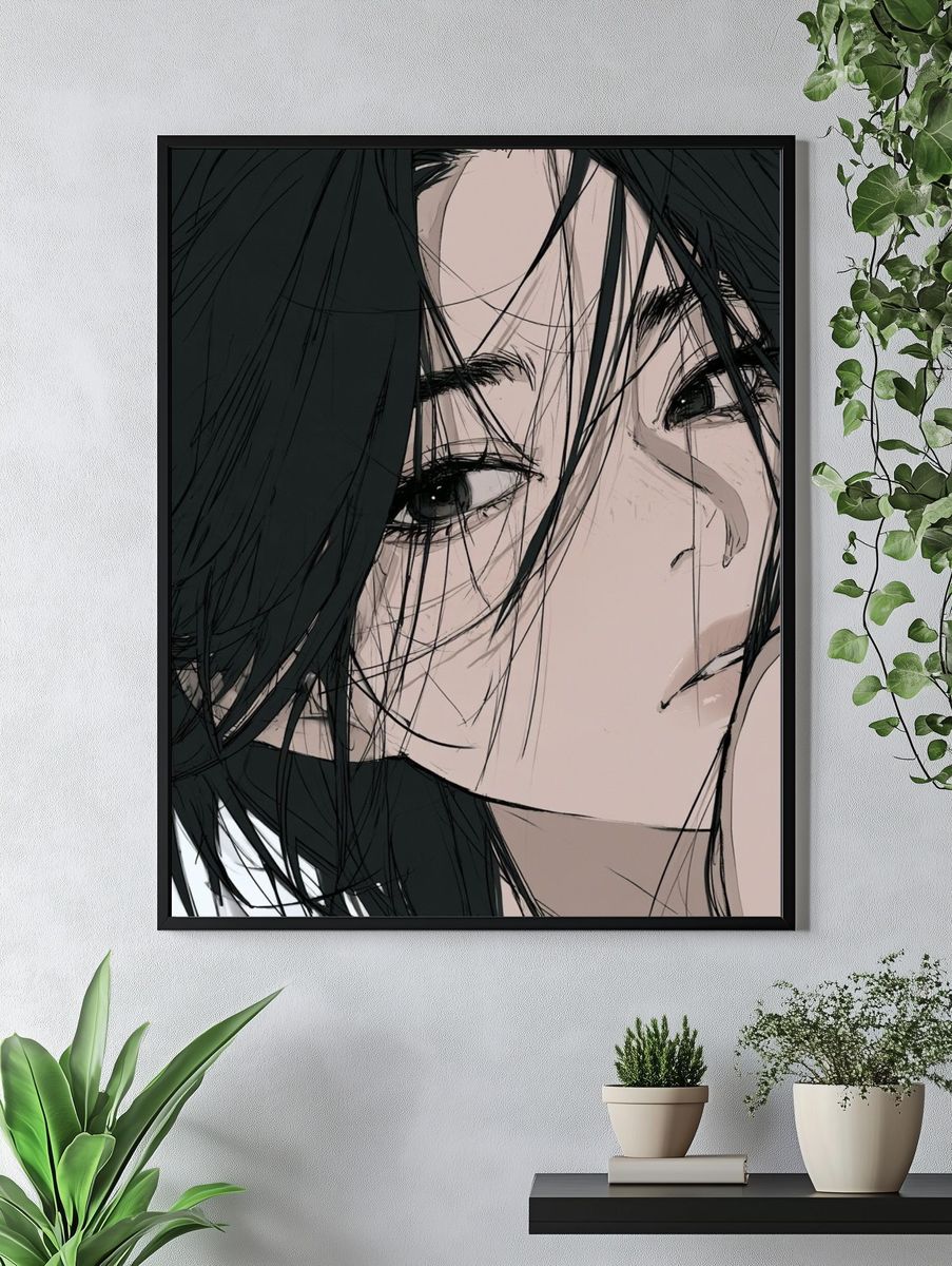 Intense Anime Portrait Poster. — room view 4