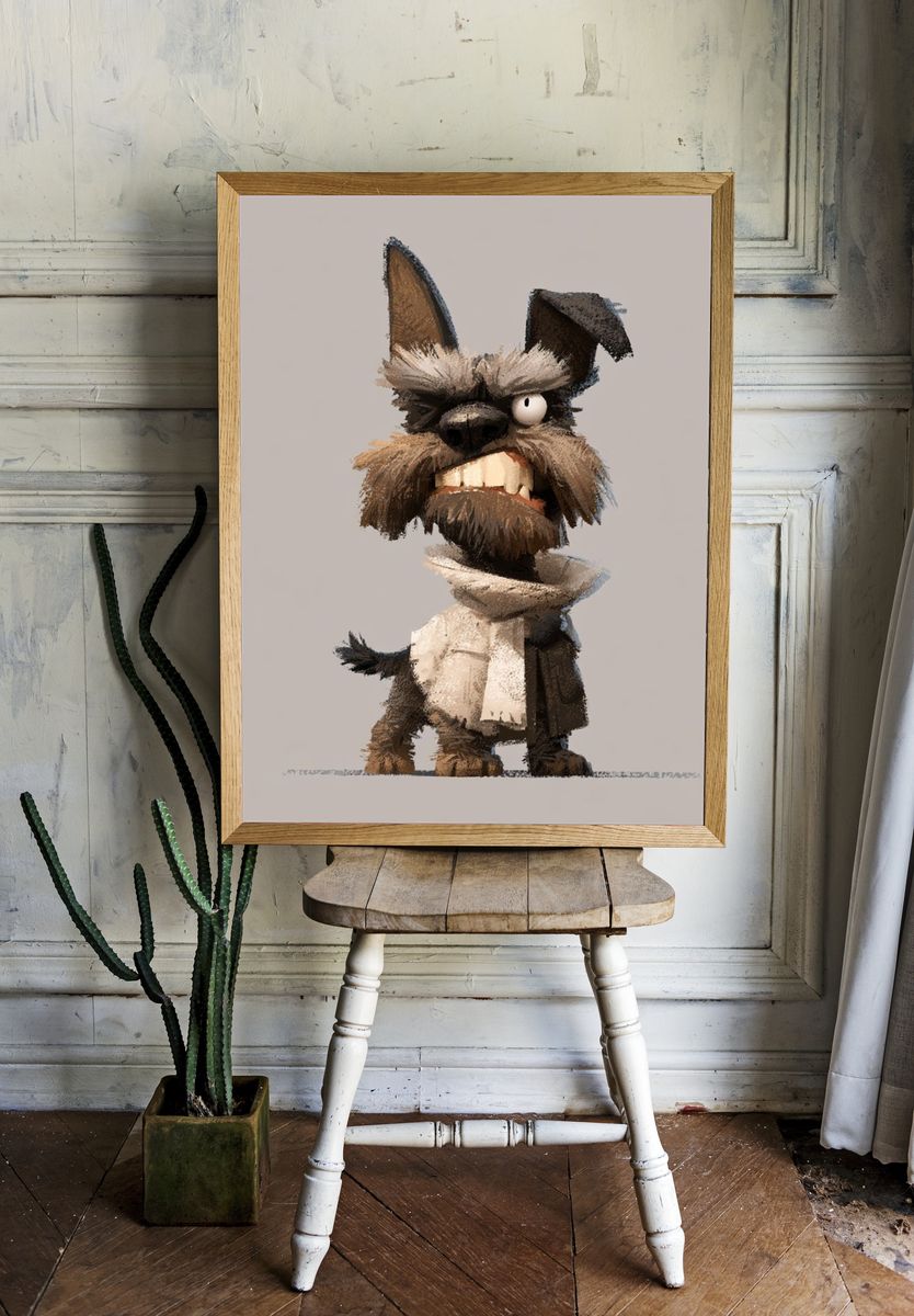 Scruffy Terrier Cartoon Poster. room preview