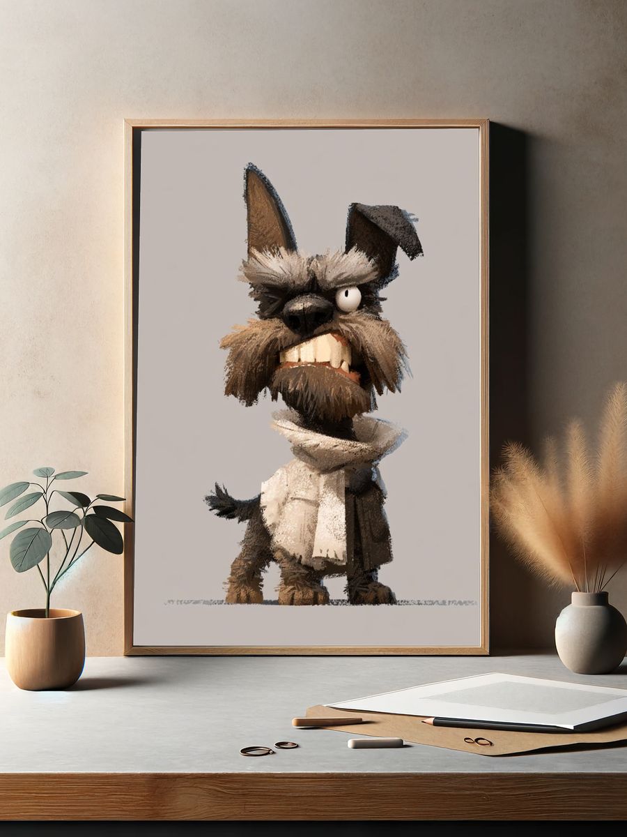 Scruffy Terrier Cartoon Poster. — room view 2