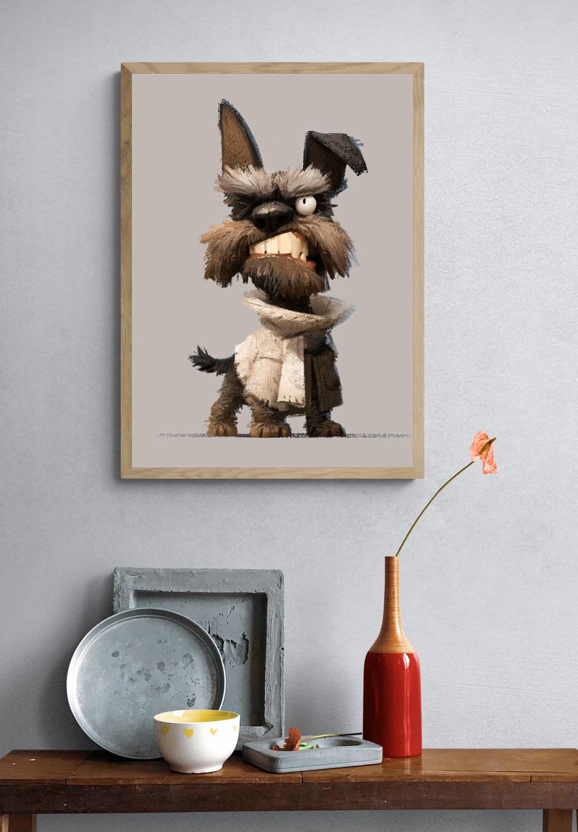 Scruffy Terrier Cartoon Poster. — room view 3