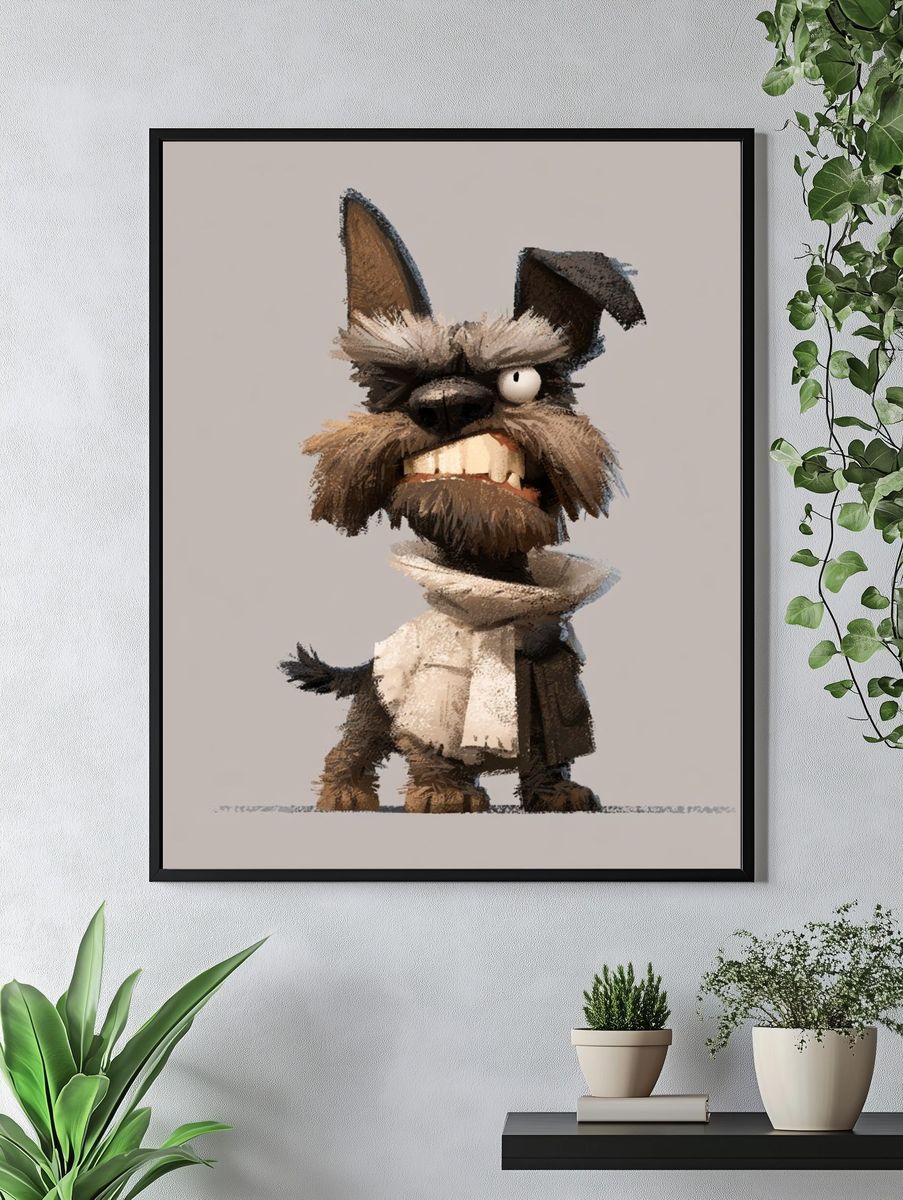 Scruffy Terrier Cartoon Poster. — room view 4