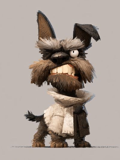 Scruffy Terrier Cartoon Poster. poster