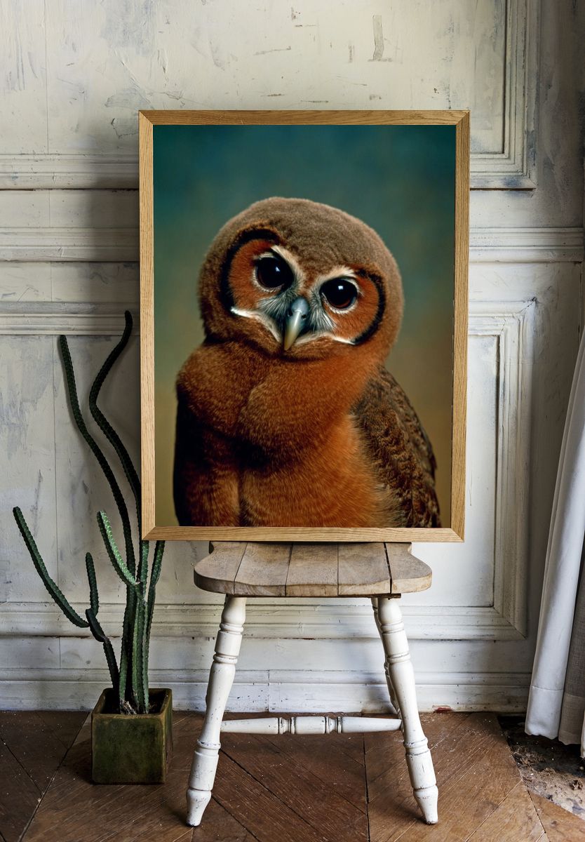 Cute Owl Portrait Poster. — room view 1