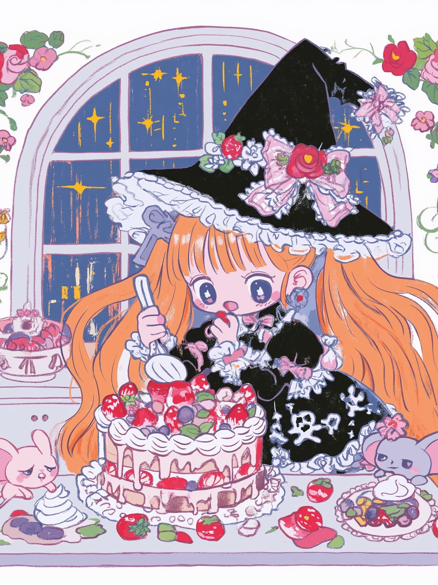 Kawaii Witch Tea Party Poster. poster — anime art