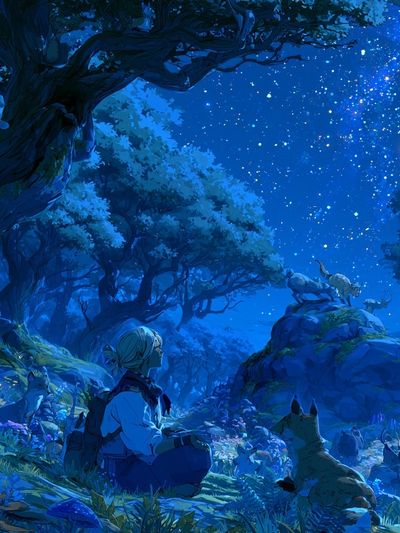 Starlit Forest Dreamscape Poster. poster