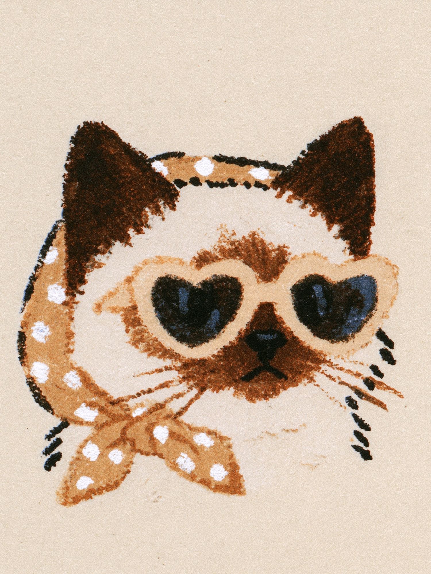 Heart-Eyed Cat Illustration Poster. poster detail