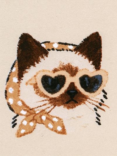 Heart-Eyed Cat Illustration Poster. poster