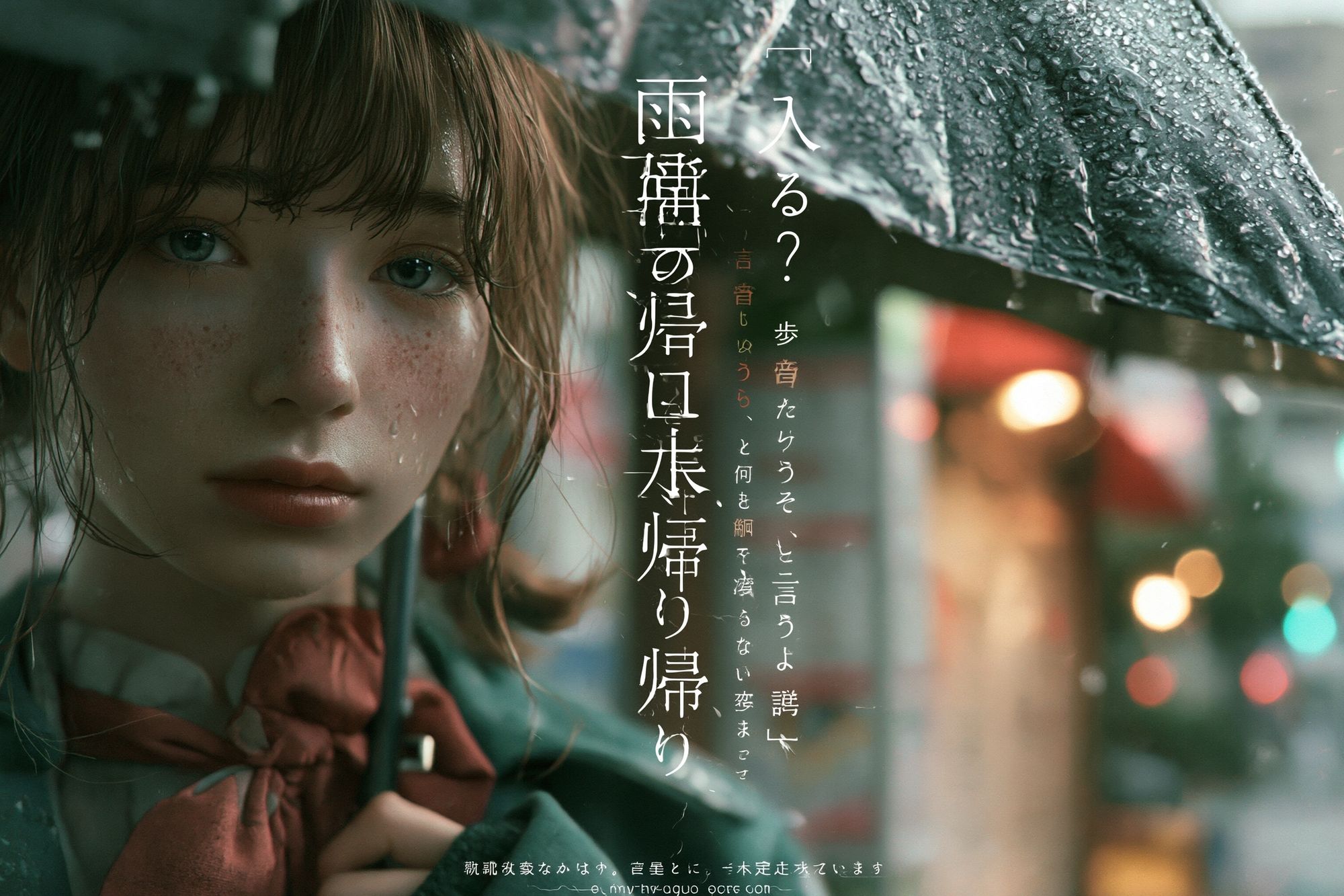 Rainy Anime Girl Portrait Poster. poster detail
