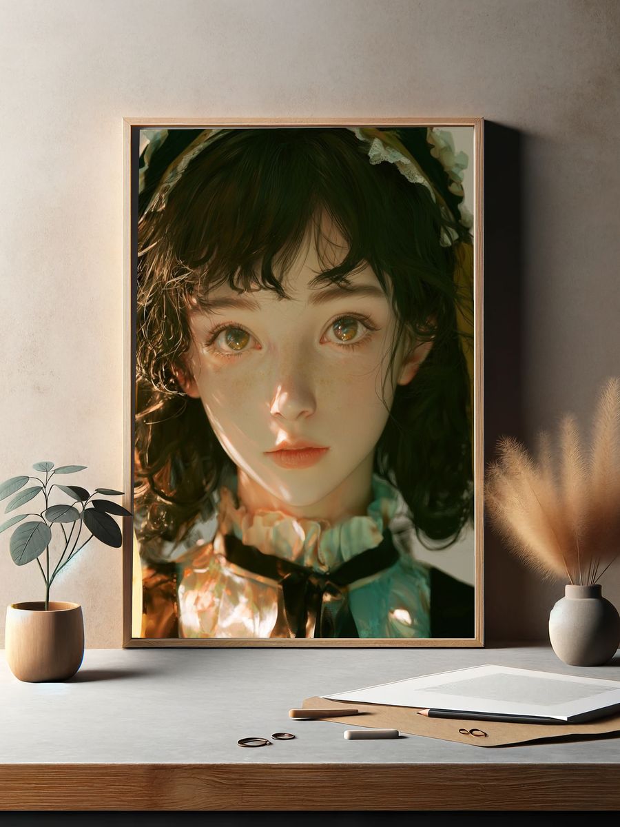 Dreamy Anime Portrait Poster. — room view 2