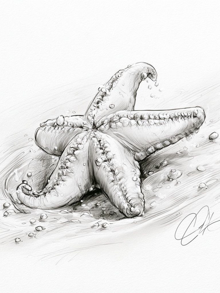 Starfish Sketch Poster. poster detail