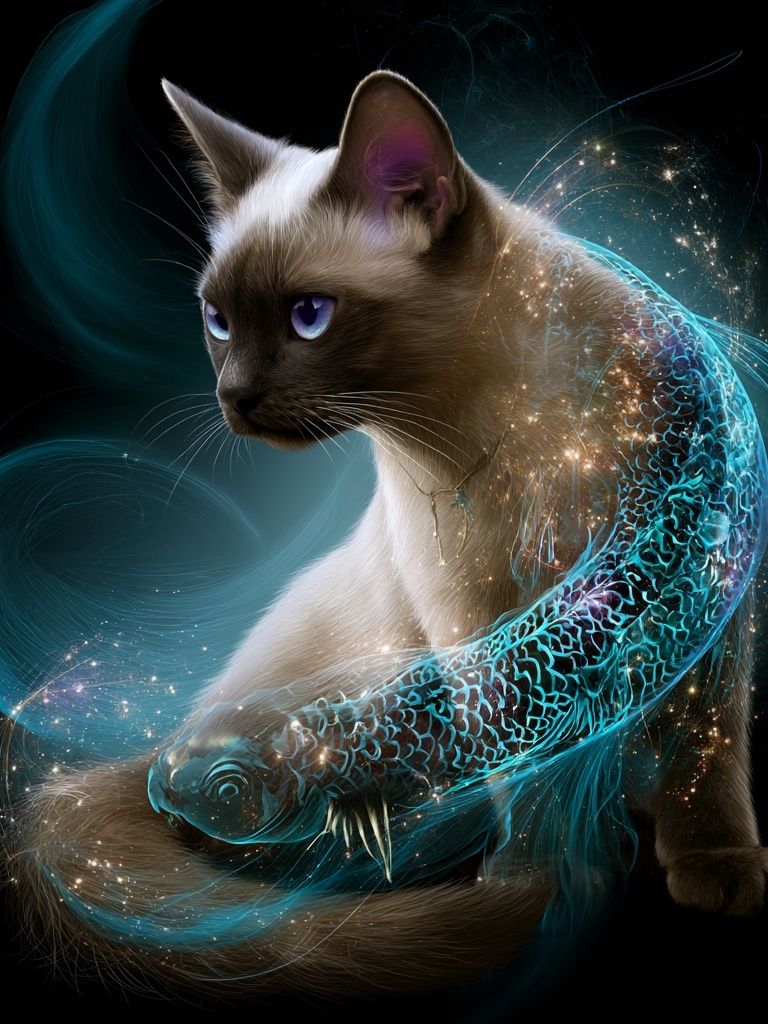 Mystic Siamese Cat Illustration Poster. poster — animals art