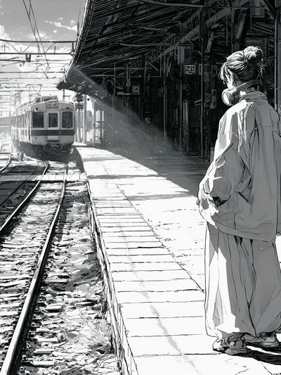 Train Platform Anime Print. poster