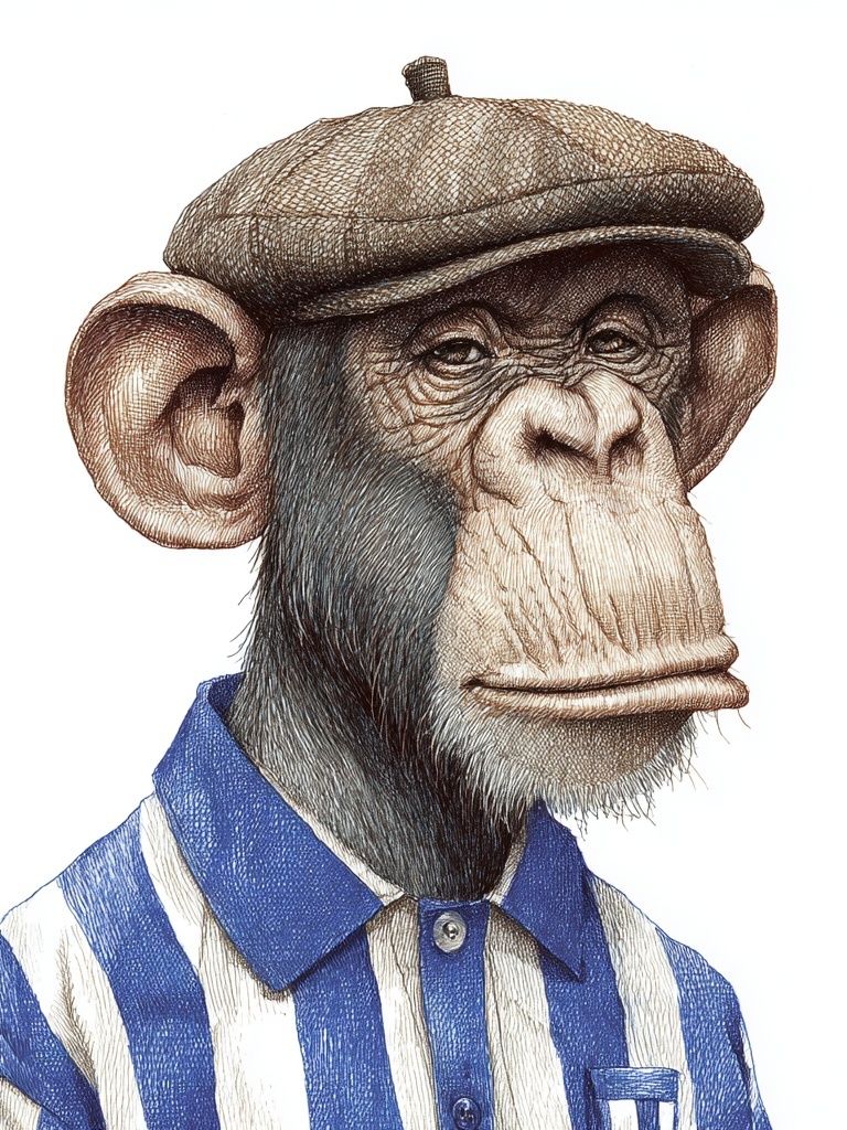 Chimpanzee Portrait Illustration Poster. poster detail