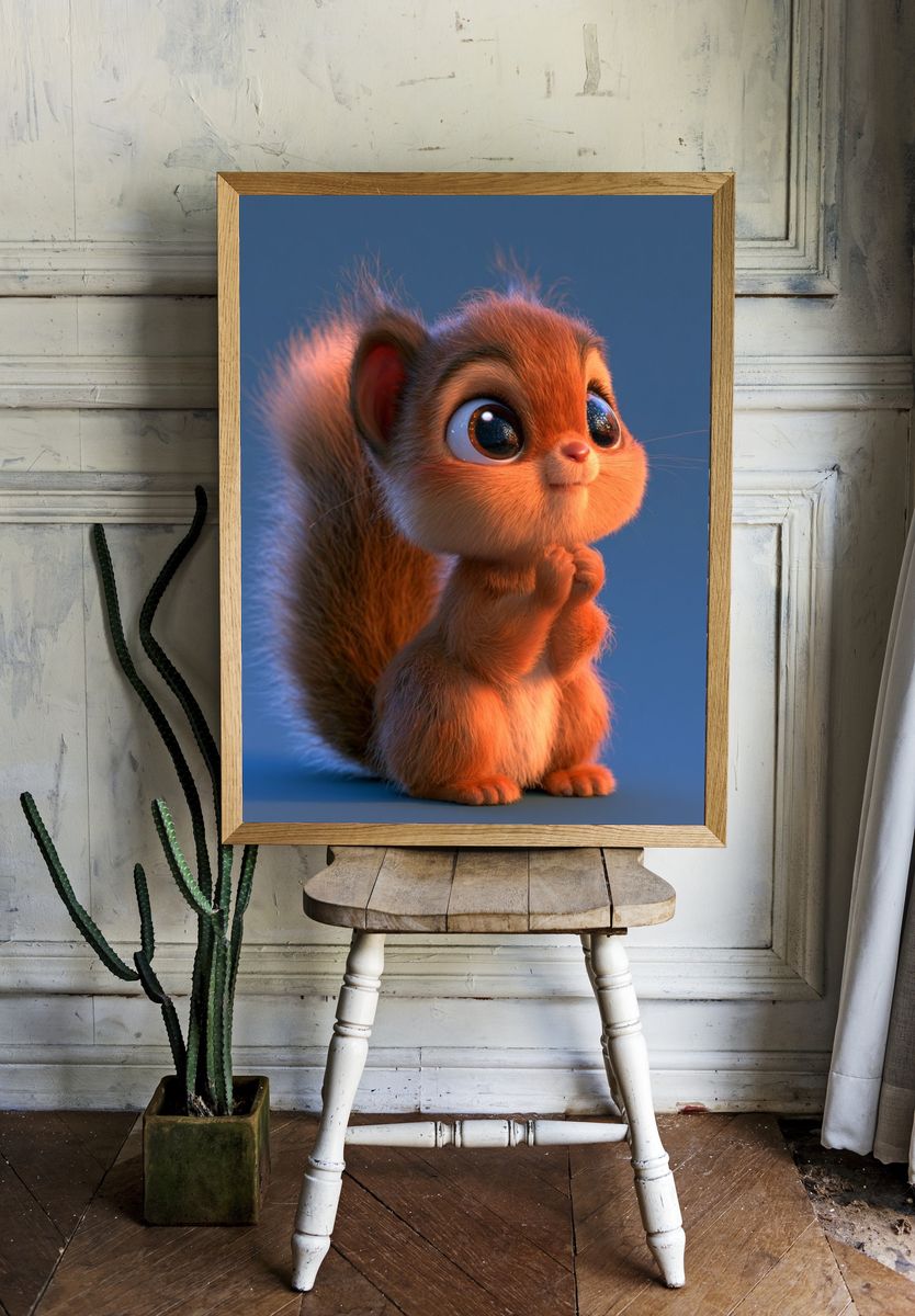 Cute Squirrel Illustration Poster. room preview