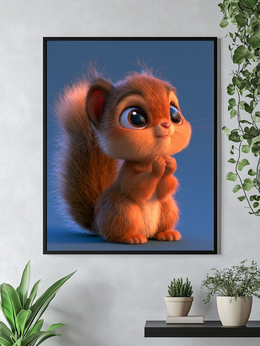 Cute Squirrel Illustration Poster. — room view 4