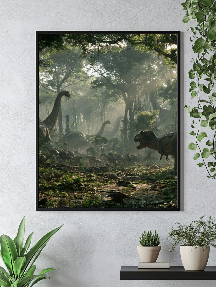 Dinosaur Jungle Scene Poster. — room view 4