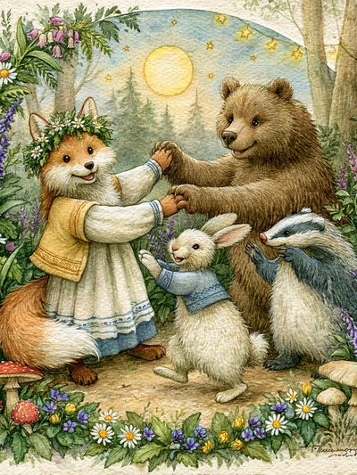 Forest Friends Watercolor Poster. poster