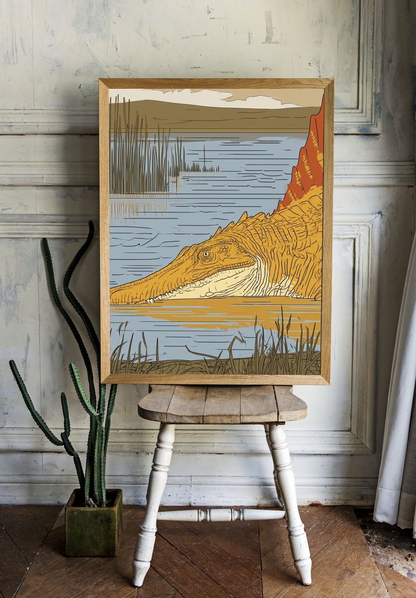 Alligator Lake Illustration Poster. — room view 1