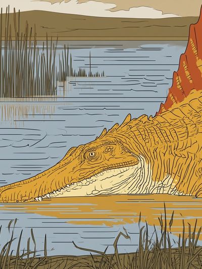 Alligator Lake Illustration Poster. poster