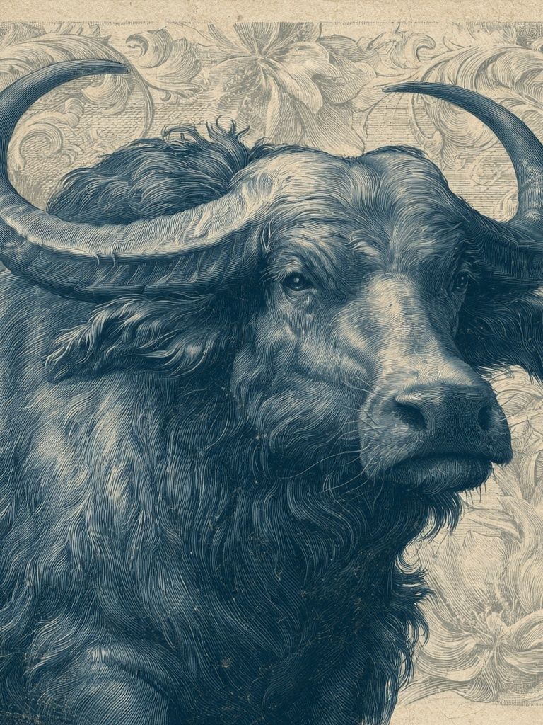 Majestic Buffalo Vintage Print. poster — animals art