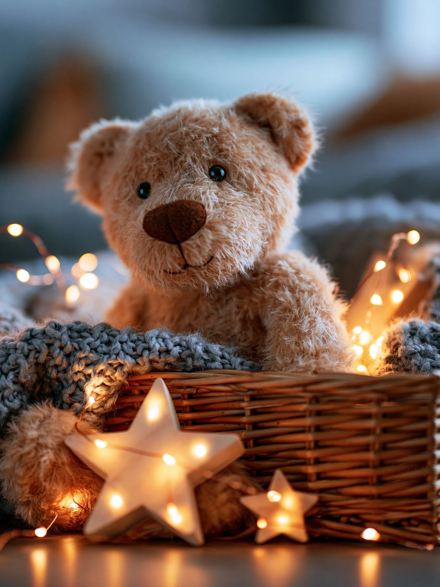 Teddy Bear Cozy Lights Poster. poster — animals art