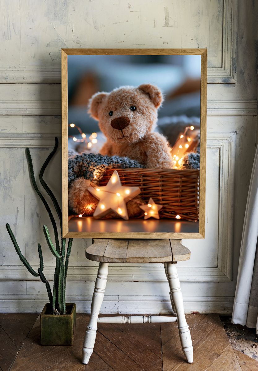 Teddy Bear Cozy Lights Poster. — room view 1