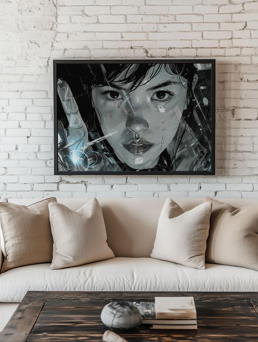 Crying Girl Digital Art Poster. — room view 1