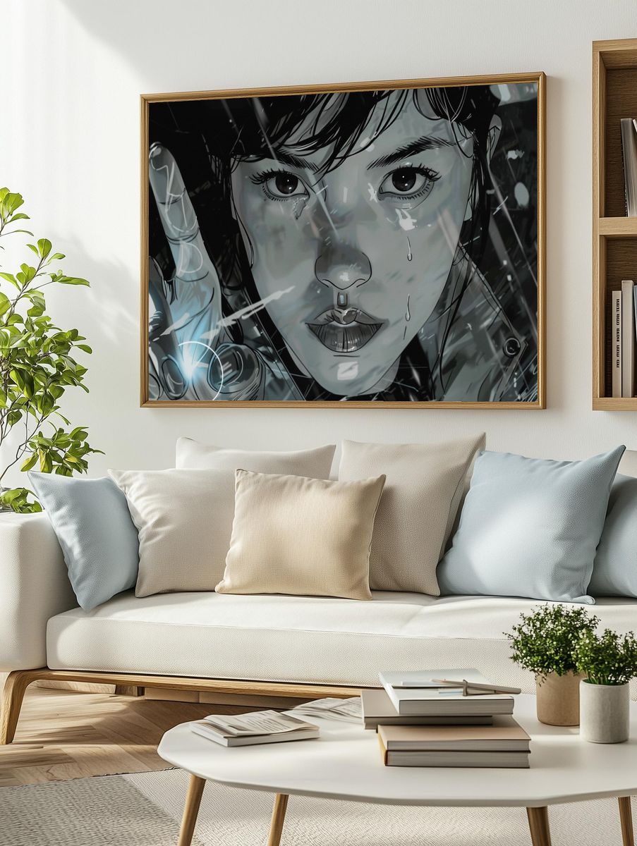 Crying Girl Digital Art Poster. — room view 2