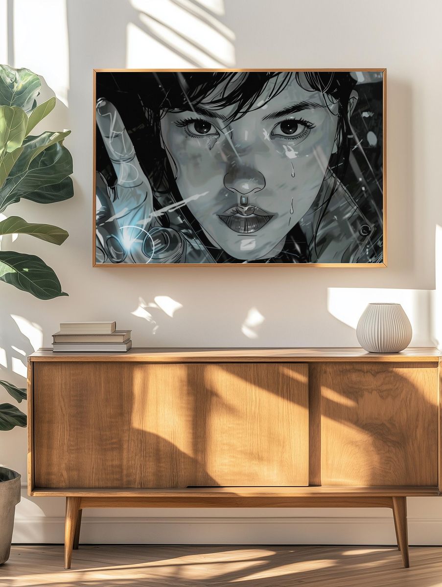 Crying Girl Digital Art Poster. — room view 3