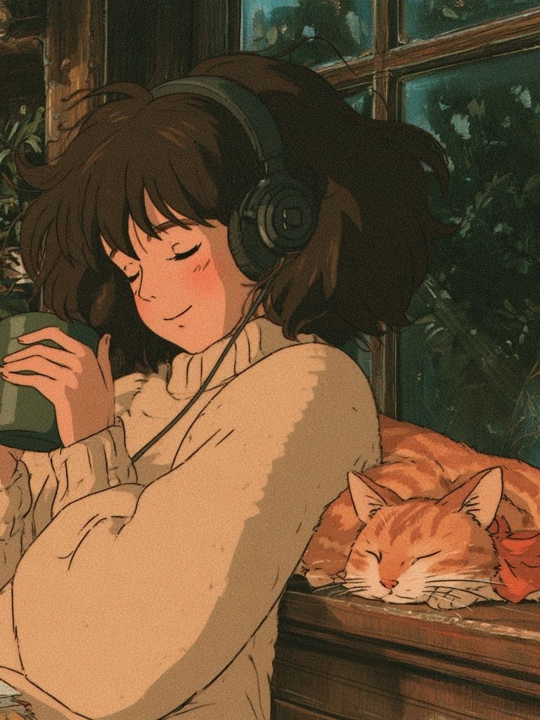 Cozy Reading Girl Illustration Poster. poster — anime art