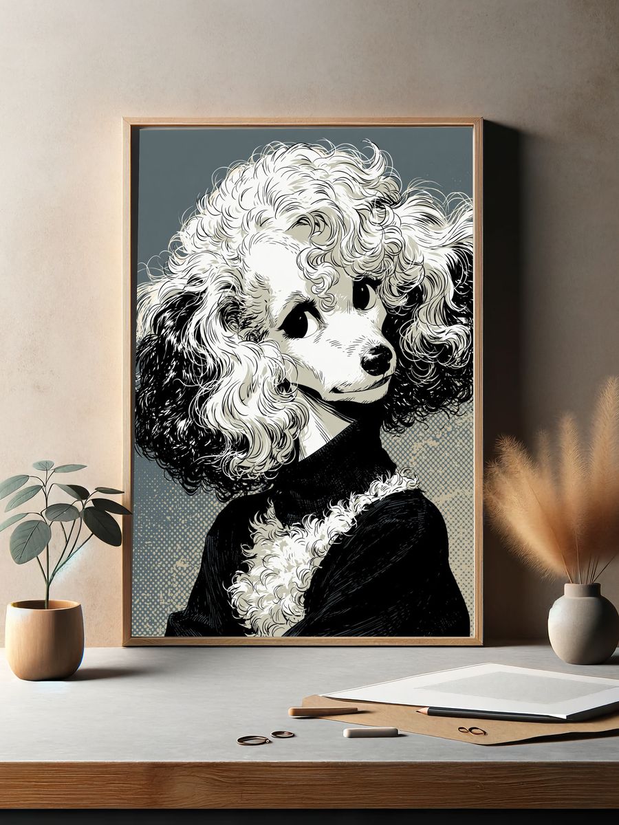 Poodle Portrait Illustration Poster. — room view 2