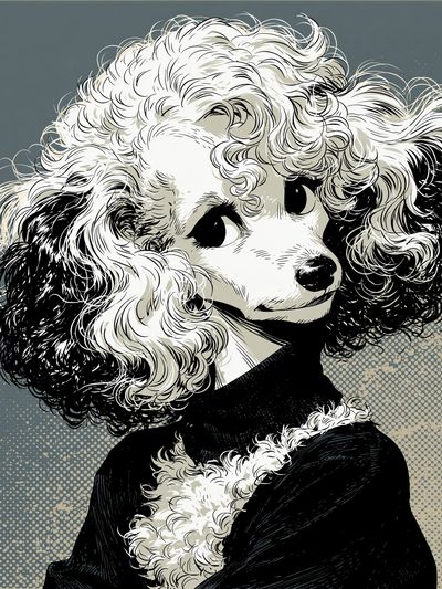 Poodle Portrait Illustration Poster. poster