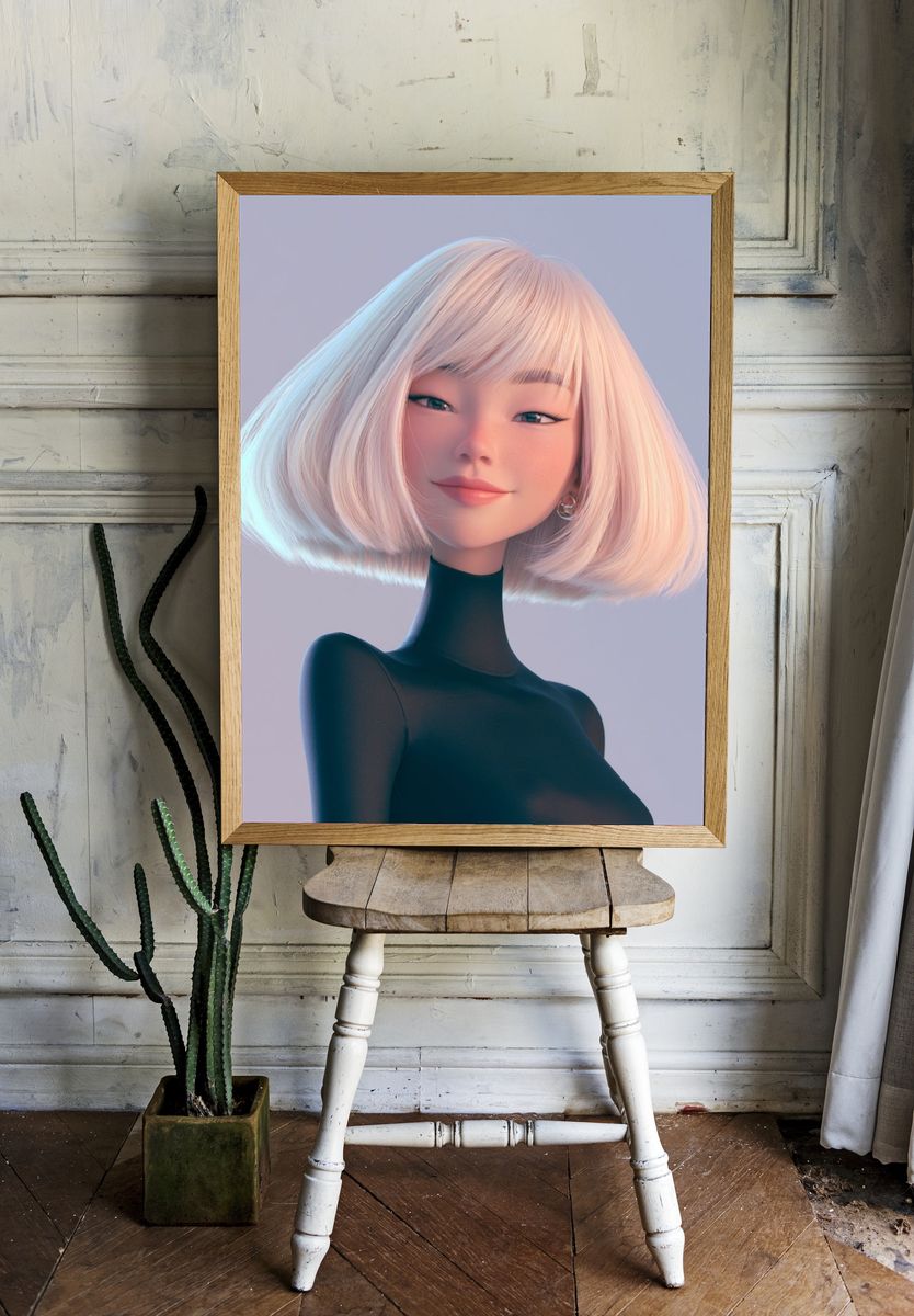 Pastel Anime Portrait Poster. — room view 1