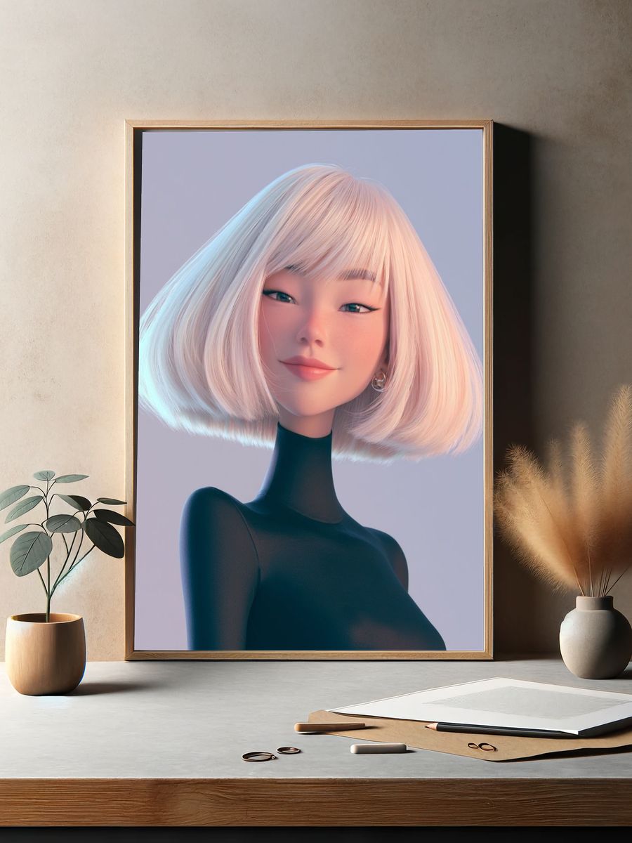 Pastel Anime Portrait Poster. — room view 2