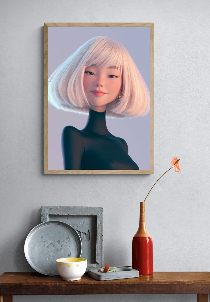 Pastel Anime Portrait Poster. — room view 3