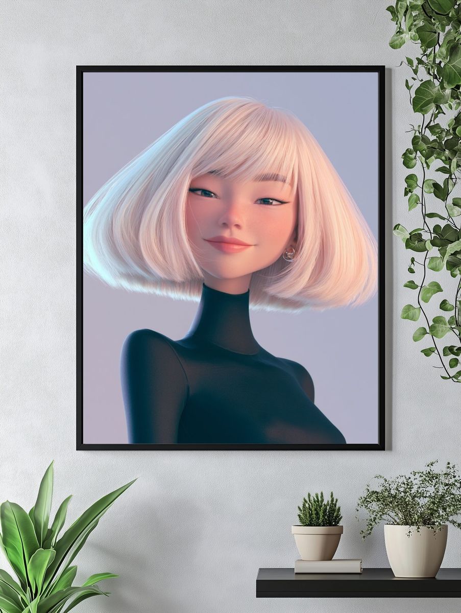 Pastel Anime Portrait Poster. — room view 4
