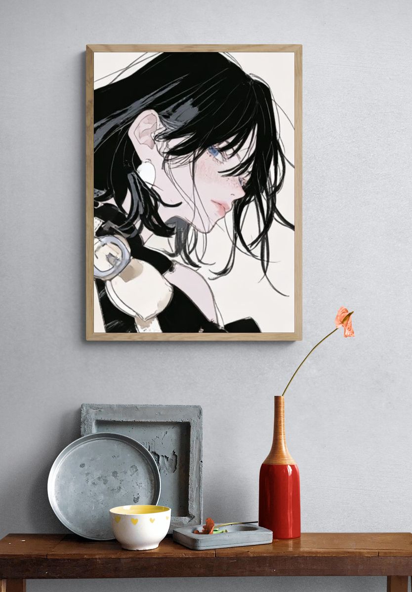 Anime Girl Portrait Print. — room view 3