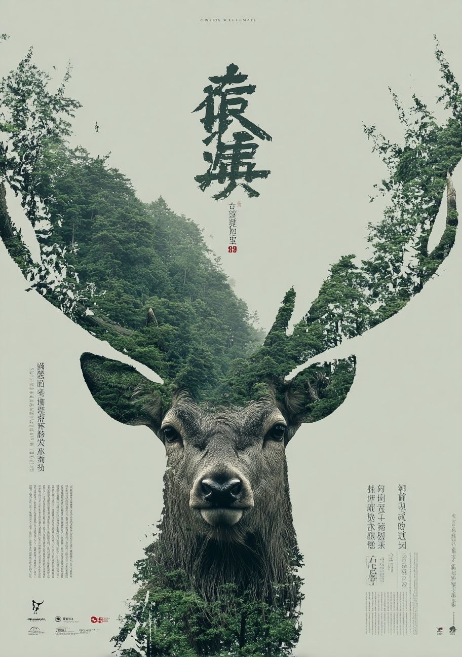 Forest Deer Double Exposure Poster. poster — animals art