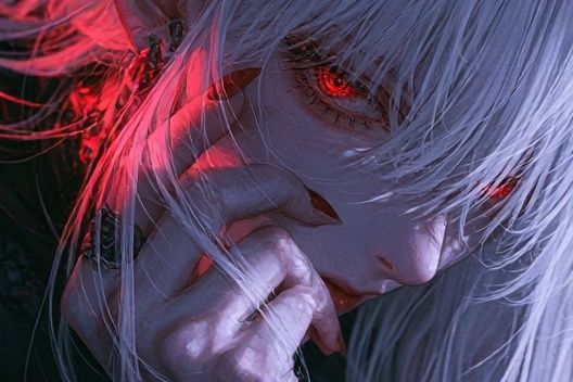 White-Haired Anime Portrait Poster. poster — anime art