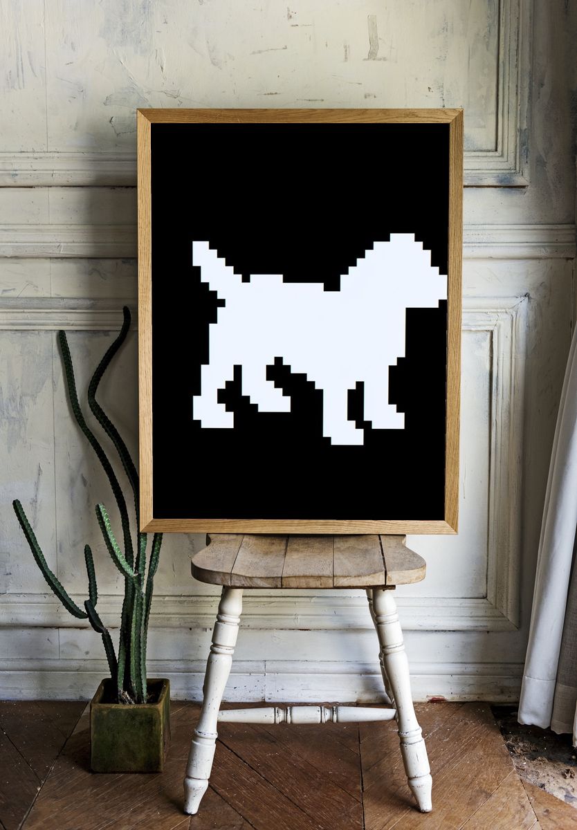 Pixel Dog Silhouette Poster. — room view 1