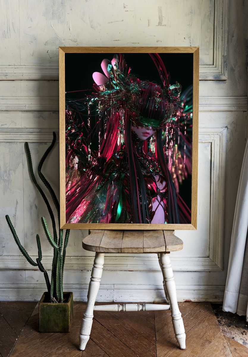 Cyberpunk Anime Portrait Poster. — room view 1