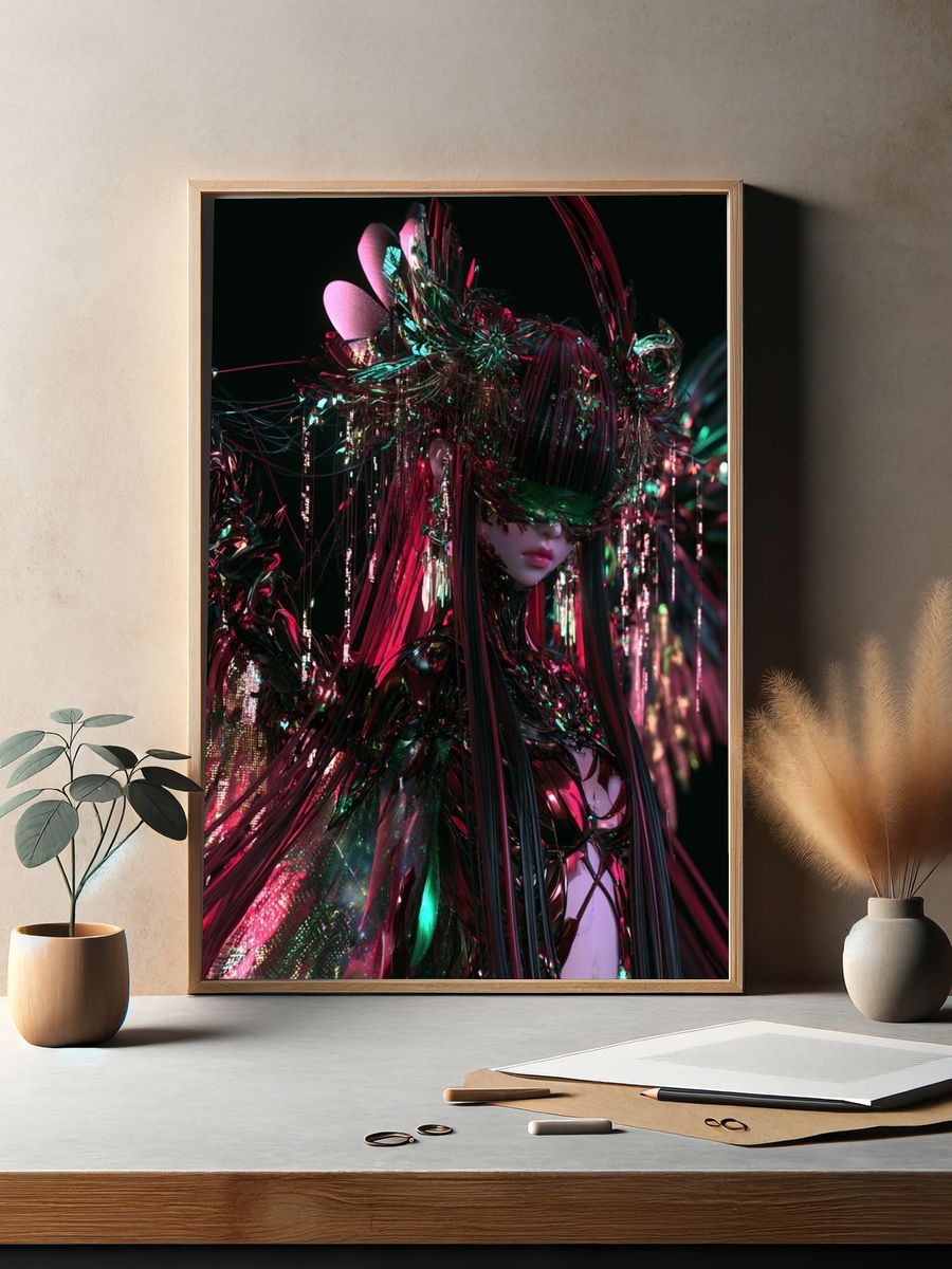 Cyberpunk Anime Portrait Poster. — room view 2